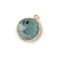 14-15mm Vermeil Bezel Emerald Faceted Coin Pendant 1 piece
