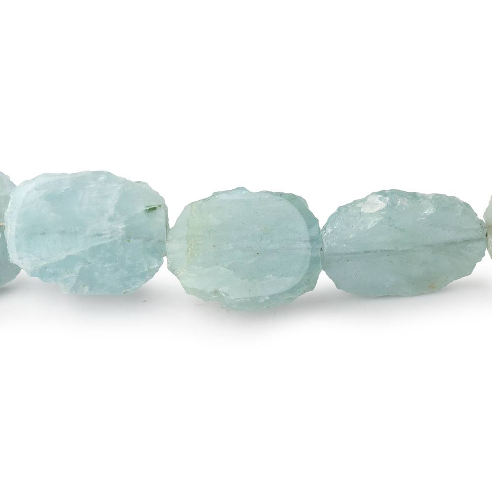 14-16mm Aquamarine Straight Drill Slice Beads 8 inch 13 pieces