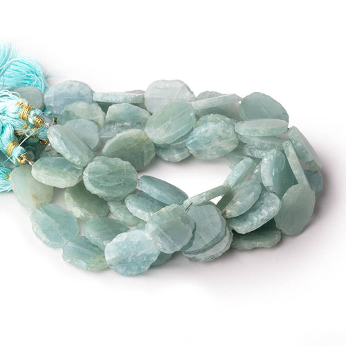 14-16mm Aquamarine Straight Drill Slice Beads 8 inch 13 pieces