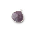 14-16mm Sterling Silver Bezel Turkish Purple Jade Heart Focals 1 piece