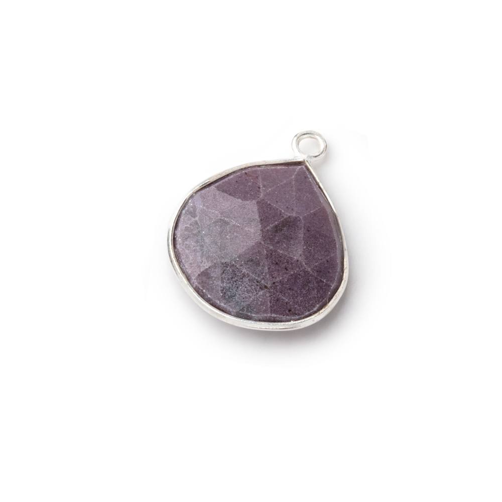 14-16mm Sterling Silver Bezel Turkish Purple Jade Heart Focals 1 piece
