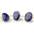 14-16mm Vermeil Bezel Lapis Lazuli Faceted Nuggets 7.5 inch 11 Beads