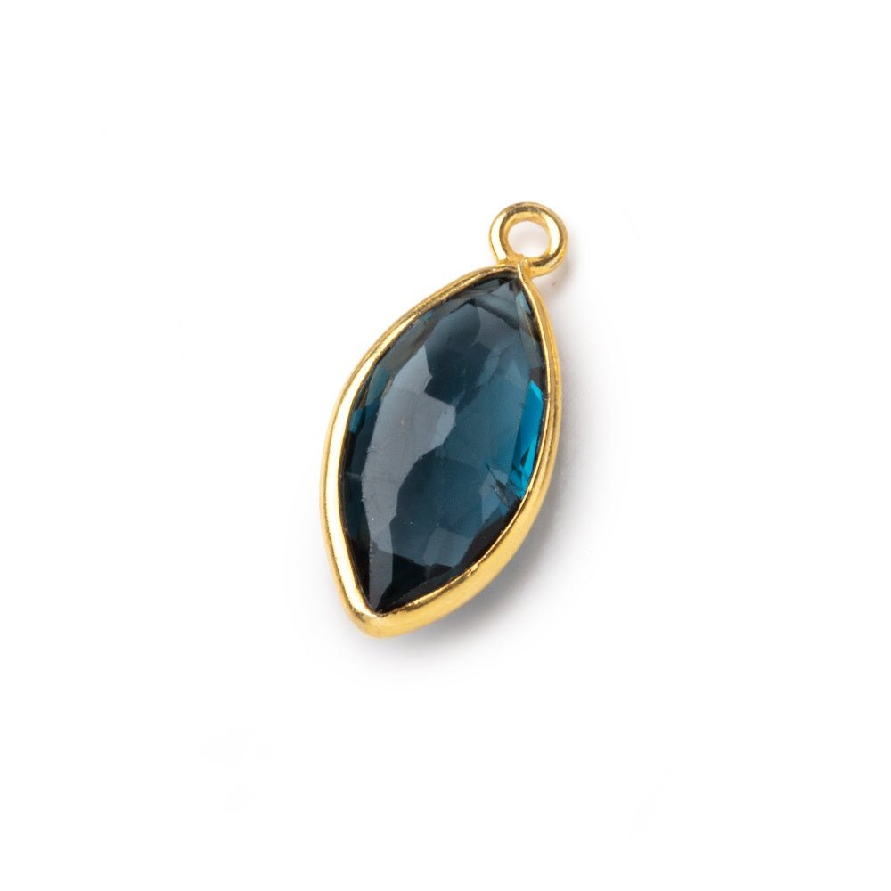 14-16mm Vermeil Bezel London Blue Topaz Faceted Marquise Pendant 1 piece AAA