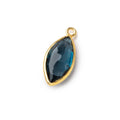14-16mm Vermeil Bezel London Blue Topaz Faceted Marquise Pendant 1 piece AAA