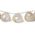 14-17mm Rutilated Quartz Heart Briolette 8 inch 11 pieces