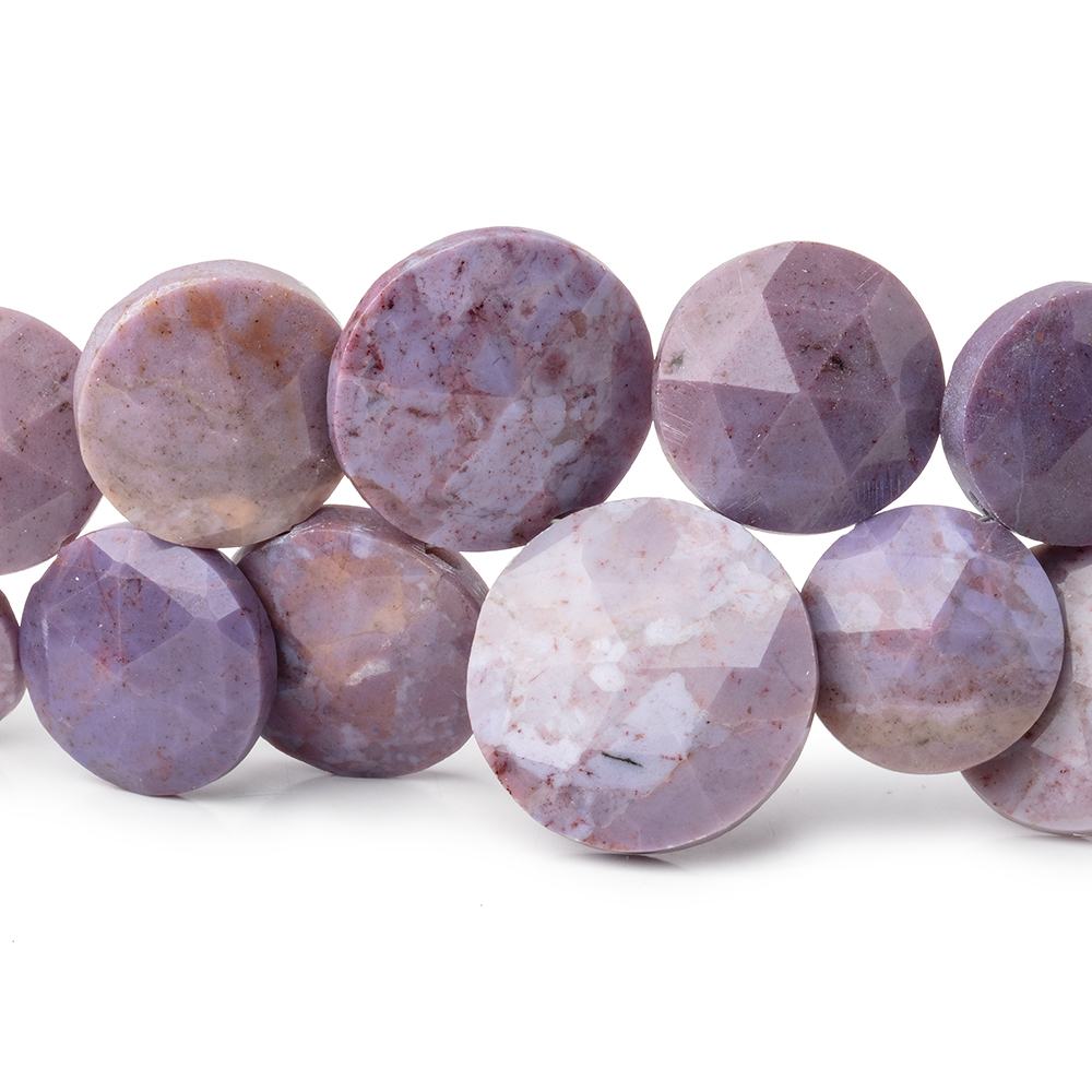 14-19mm Turkish Purple Jade Faceted Coin Beads 7.5 inch 29 pieces