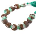 14.5-16mm Chrysoprase & Matrix faceted coin beads 8 inch 11 pieces