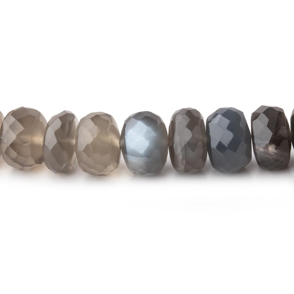 7-8mm Platinum Grey Moonstone Faceted Rondelle Beads 18 inch 70 pieces