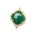 14.5mm Vermeil Bezel White CZ & Green Aventurine Cushion Connector 1 piece