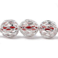 14.5mm Silver plated Copper Open Mesh Round Beads 8 inch 14 pieces
