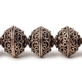 14x12.5mm Antiqued Copper Bali Design Rondelle  8 inch 16 Beads