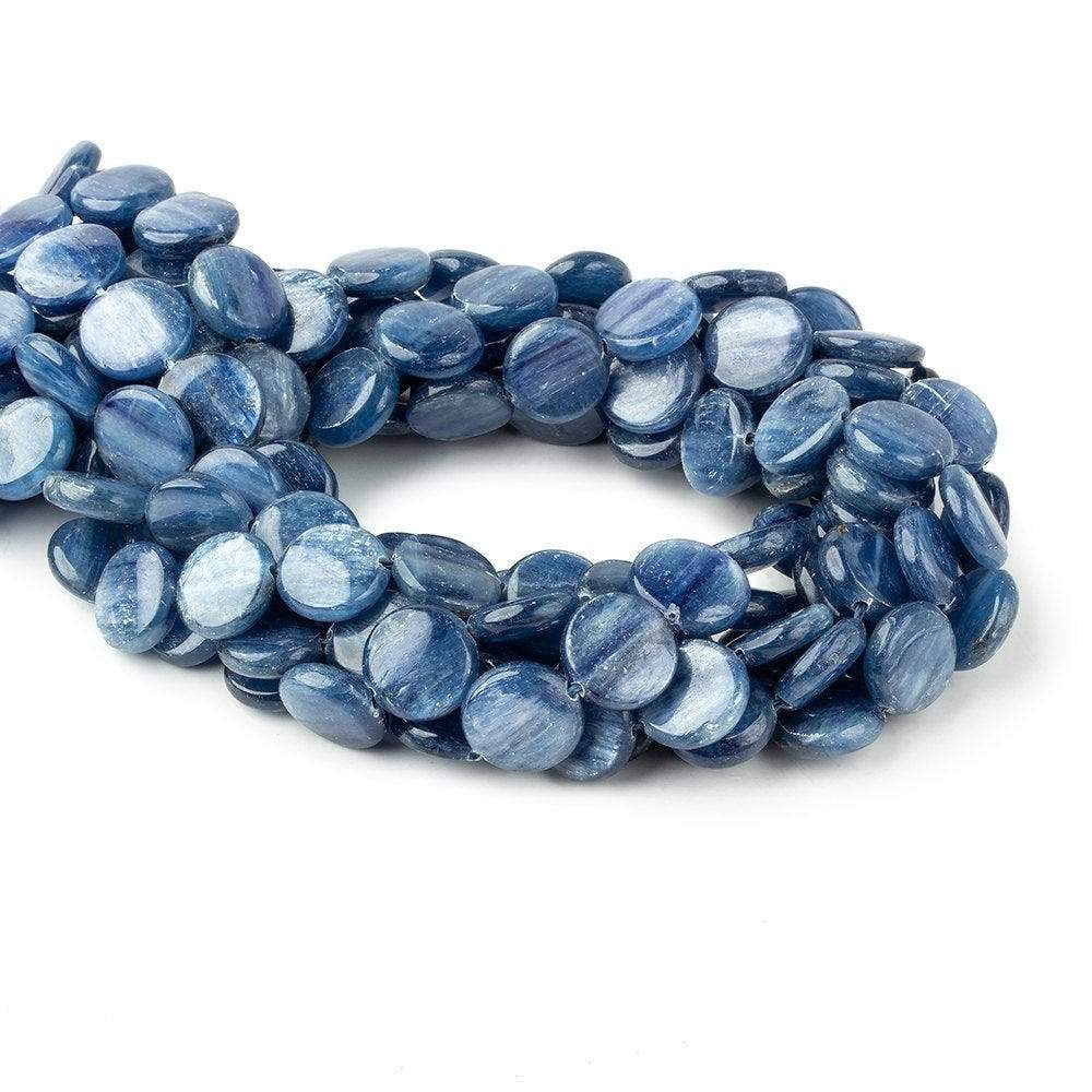 16mm Ceylon Blue Kyanite plain coin beads 16 inch 26 pieces AA Grade