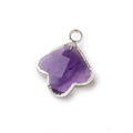 14mm Silver Leafed Amethyst Faceted Trillium Flower Focal Pendant 1 piece