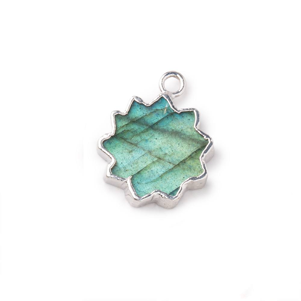 14mm Silver Leafed Labradorite Star Burst Focal Pendant 1 piece