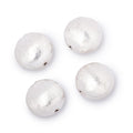 14mm Silver Plated Copper Brushed Coin Beads Set of 4 pieces