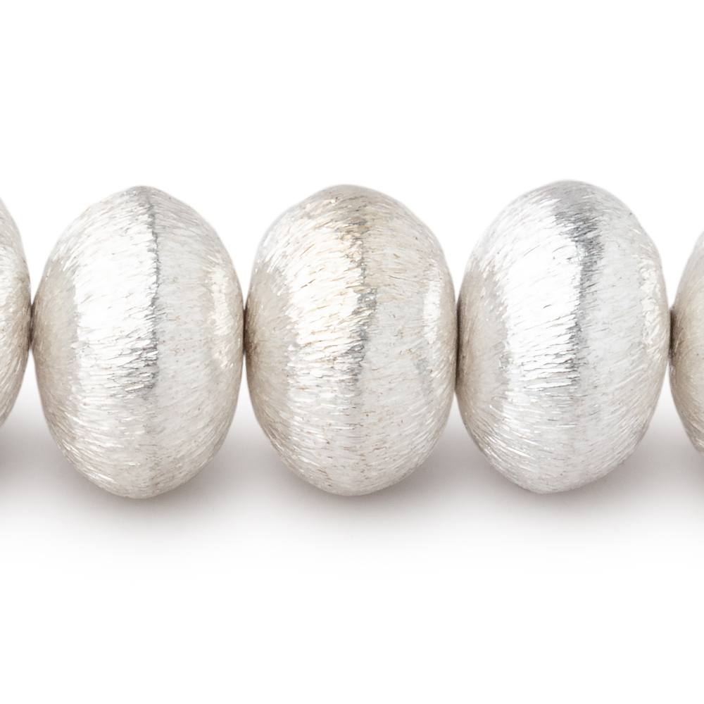 14mm Sterling Silver Plated Copper Brushed Puffy Disc 8 inch 21 Beads
