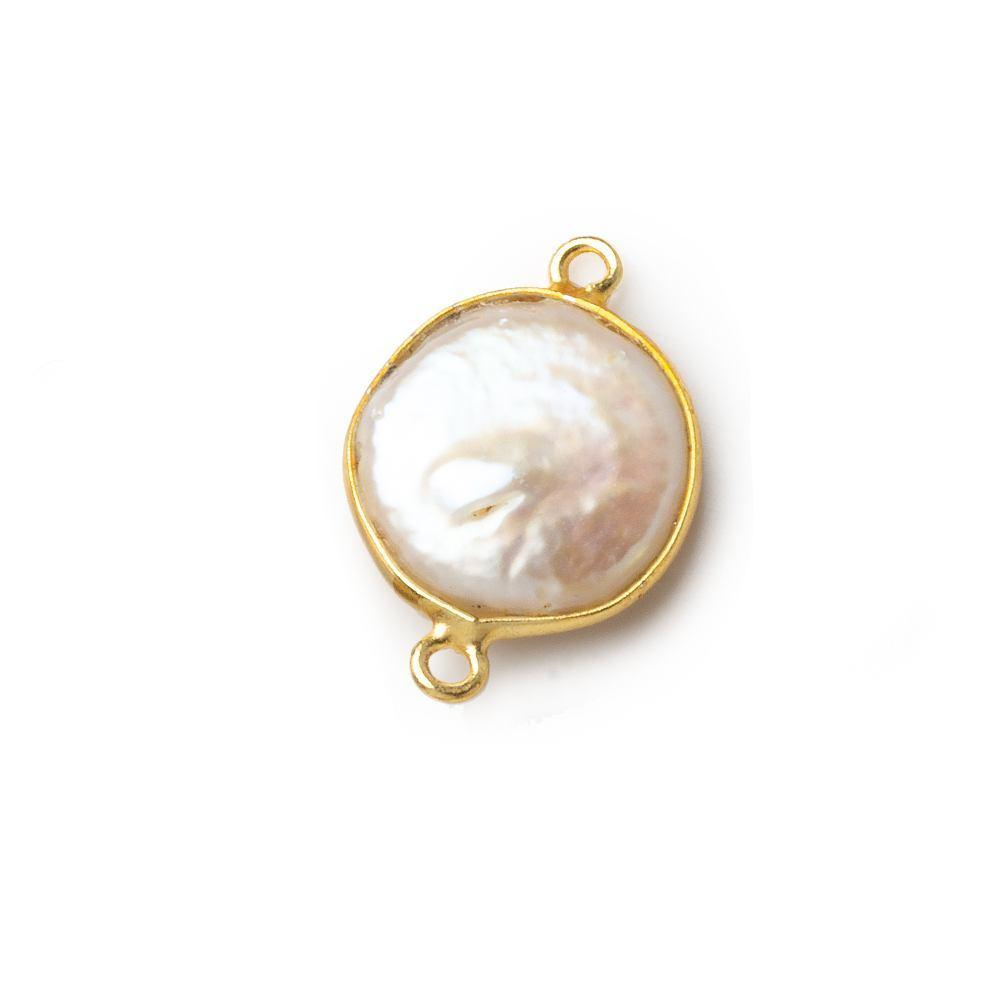 14mm Vermeil Bezel Cream Coin Pearl Connector 1 piece