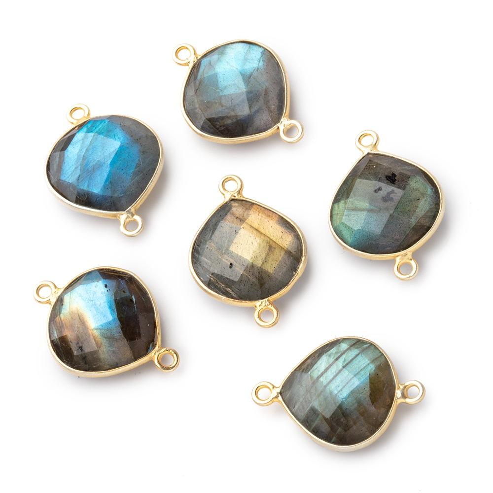 15mm Vermeil Bezel Labradorite Faceted Heart Connector 1 Focal Bead