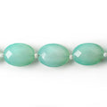 14x10mm Sea Blue Chalcedony straight drilled faceted oval beads 8 inch 14 pieces A