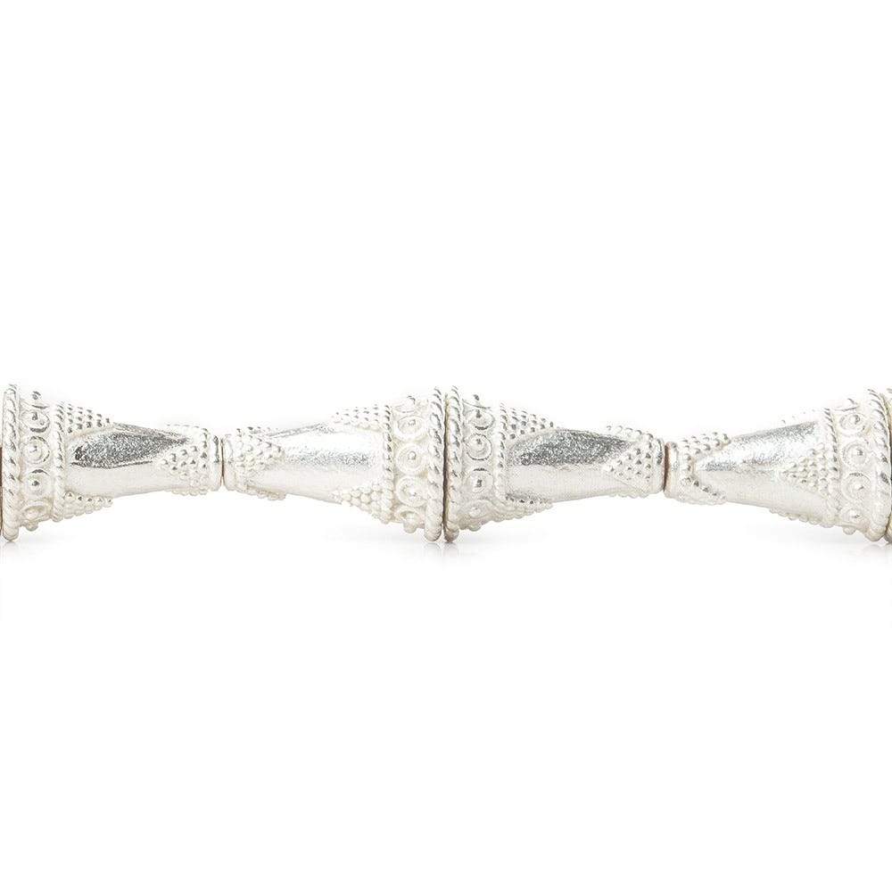 14x10mm Sterling Silver Plated Copper Cone Granulated Twisted Rope Edge 8 inch 14 pcs