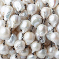 14x11-16x12mm Off White Ultra Baroque Black Gold .925 Silver Chain by the foot 14 pieces