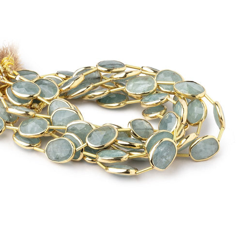 14x11mm Vermeil Bezel Aquamarine Faceted Nugget Beads 8 inch 10 pieces