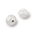 14x12.5mm Silver Plated Copper Bali Design Rondelle Set of 2 Beads