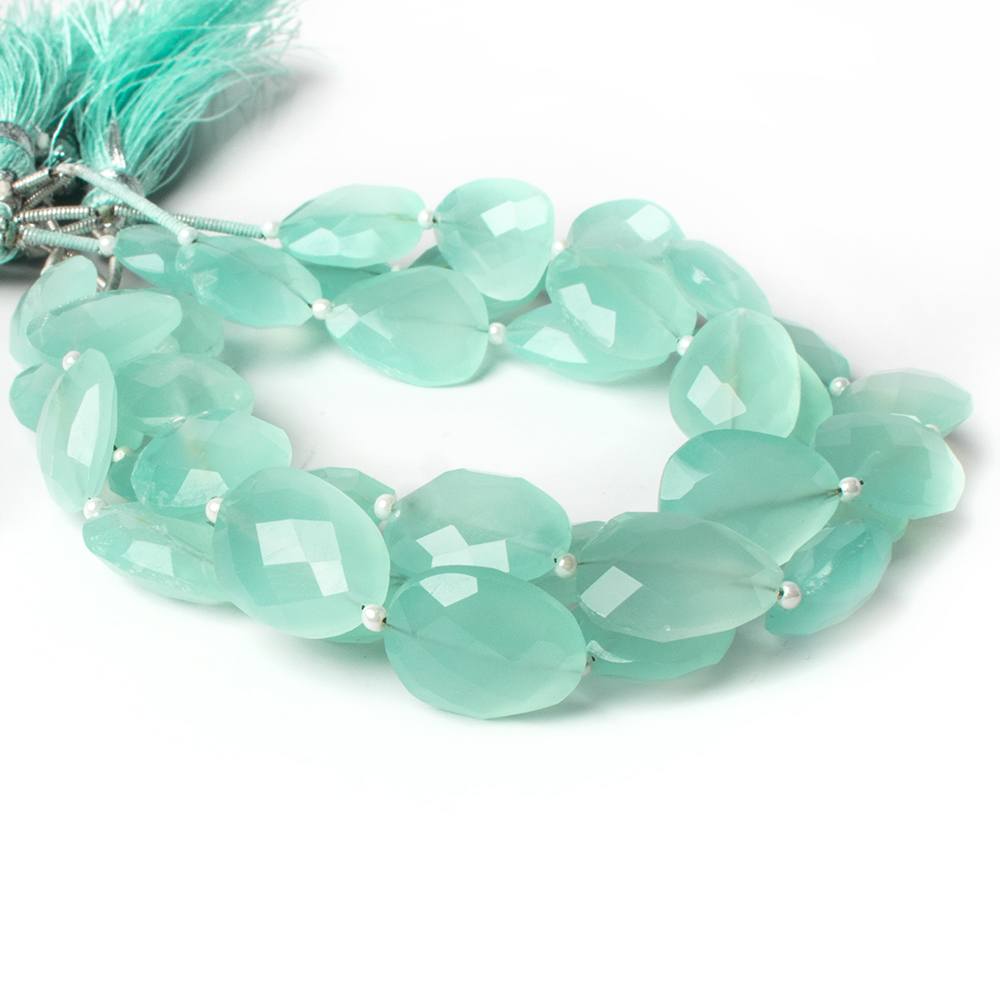 14x12mm Sea Blue Chalcedony straight drilled faceted nugget beads 8 inch 14 pieces A