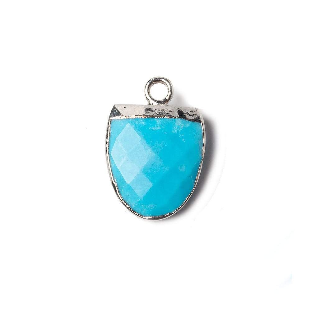14x12mm Silver Leafed Turquoise Magnesite Half Oval Pendant 1 focal bead