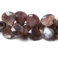 14x14-16x16mm Chocolate Moonstone faceted heart beads 7.5 inch 34 pcs