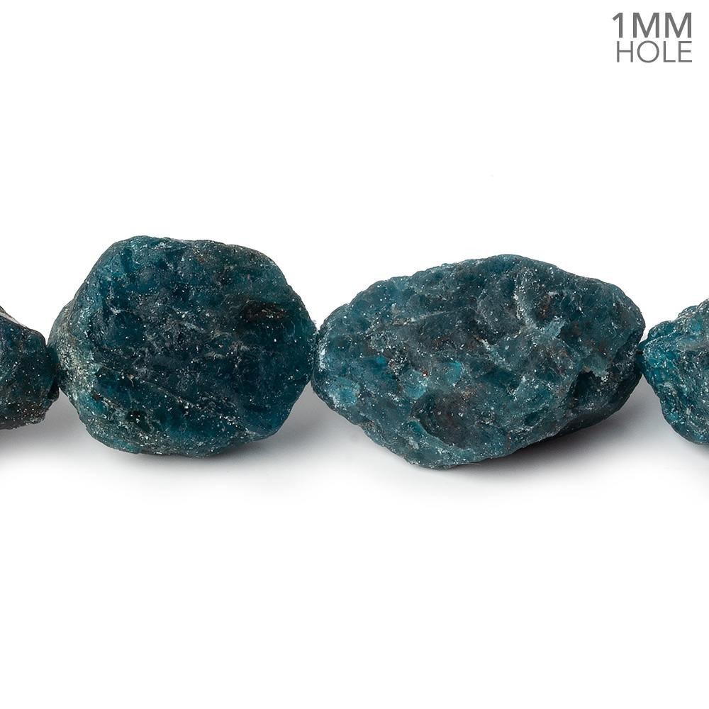 14x15-19x16mm Matte Neon Blue Apatite natural crystal nuggets 8 inch 10 beads