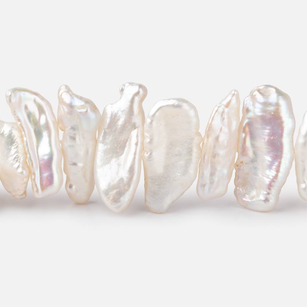 14x9-19x10mm Rosé White Biwa Freshwater Pearls 16 inch 34 pieces