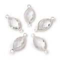 14x9mm Sterling Silver Bezel Crystal Quartz Faceted Marquise Connector 1 piece