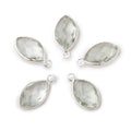 14x9mm Sterling Silver Bezel Prasiolite Faceted Marquise Pendant 1 piece