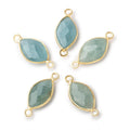 14x9mm Vermeil Bezel Aquamarine Faceted Marquise Connector 1 piece