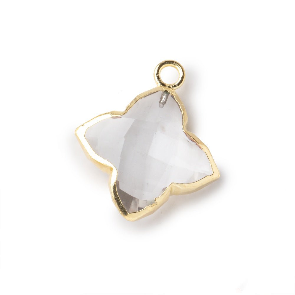 15-16mm Gold Leafed Crystal Quartz 4 Pointed Star Focal Pendant 1 piece