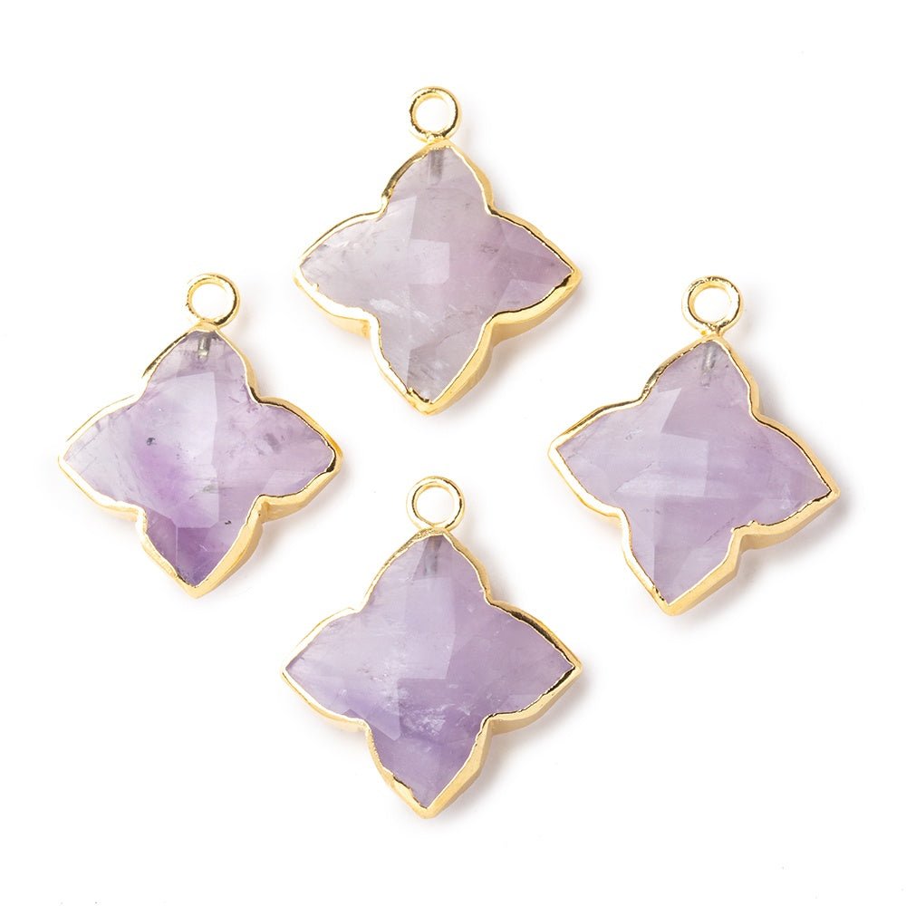 15-16mm Gold Leafed Pink Amethyst 4 Pointed Star Focal Pendant 1 piece