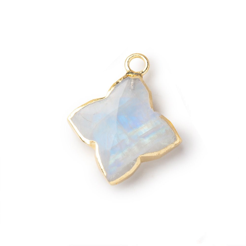 15-16mm Gold Leafed Rainbow Moonstone 4 Pointed Star Focal Pendant 1 piece