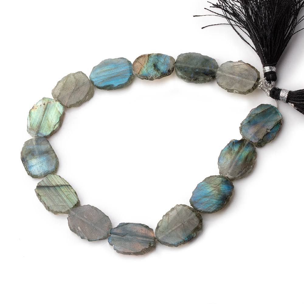 15-16mm Labradorite Straight Drill Slice Beads 8 inch 13 pieces
