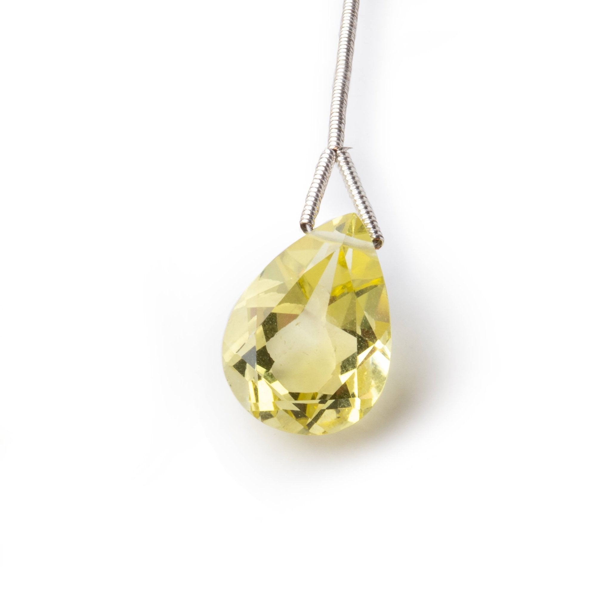 15-16mm Lemon Quartz Faceted Pear Focal Bead 1 piece