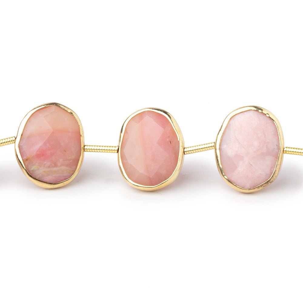 15-16mm Vermeil Bezel Pink Peruvian Opal Faceted Nuggets 7.5 inch 11 Beads