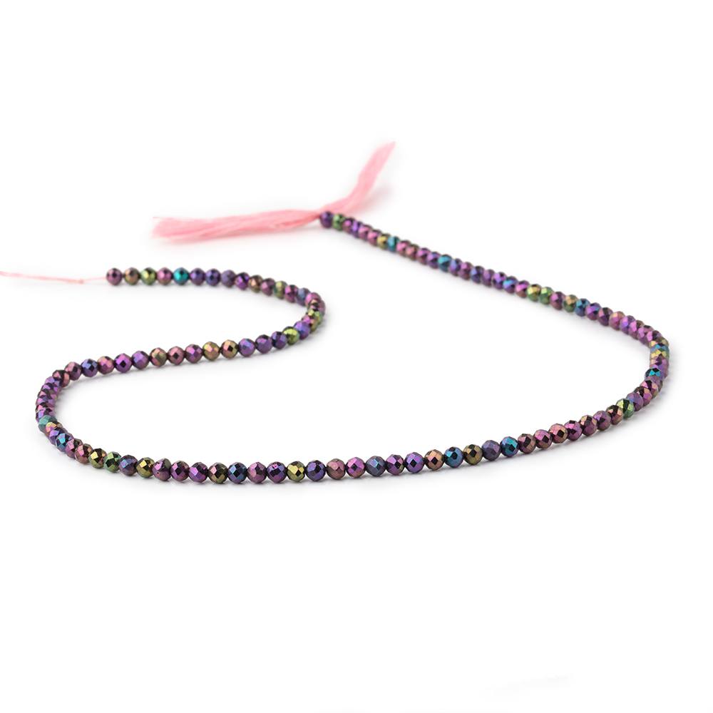 3mm Mystic Purple Peacock Black Spinel micro-faceted round beads 13.5 inch 135 pcs