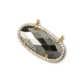 27x13mm Vermeil Bezeled CZ & Pyrite Oval East West Connector 1 pc