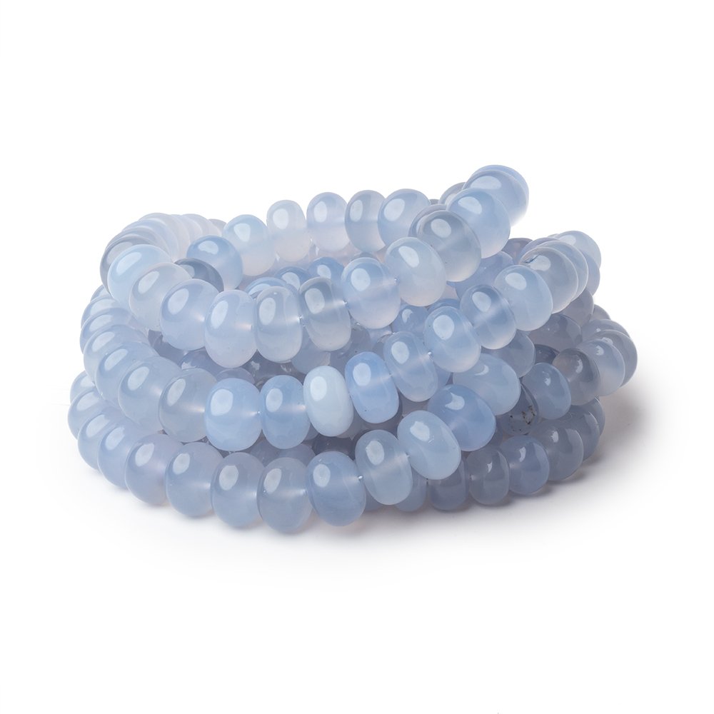 6-10mm Turkish Blue Chalcedony Plain Rondelle 16 inch 75 Beads AA