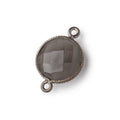 15mm Black Gold .925 Corrugated Bezel Platinum Moonstone Coin 2 ring Connector 1 piece