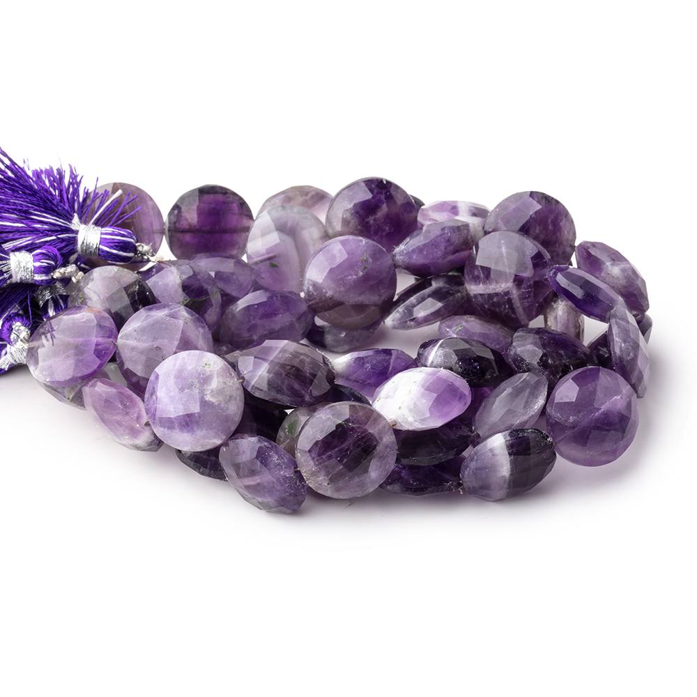 15mm Cape Amethyst Faceted Coin Beads 8 inch 13 pieces