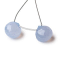 15mm Natural Blue Chalcedony Faceted Candy Kiss Focal Beads Set of 2 pieces