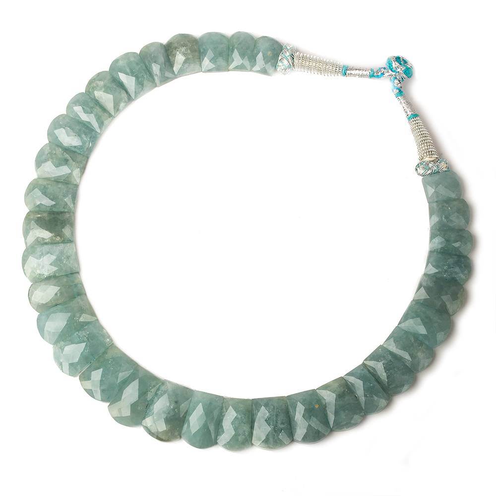 15x10-21x14mm Milky Aquamarine double drilled faceted fancy shape collar 33 beads