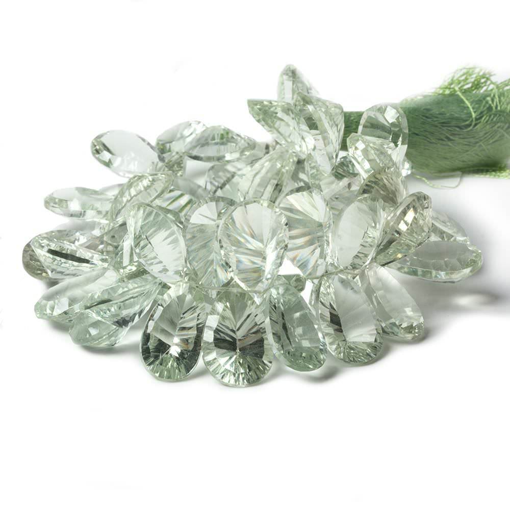 15x10mm Prasiolite Pavilion Faceted Pear Beads 8 inch 49 pieces AAA