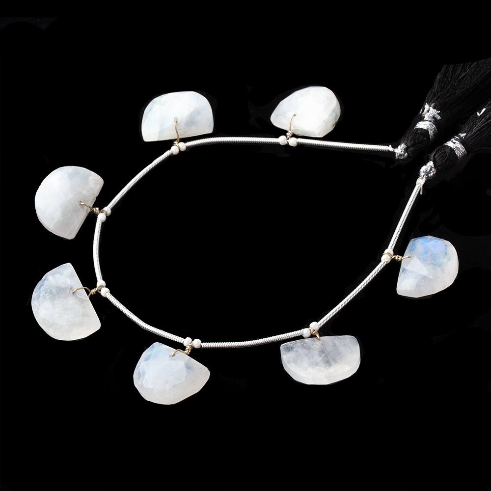 15x11-16x12mm Rainbow Moonstone Faceted Half Moon Beads 6 inch 7 pieces
